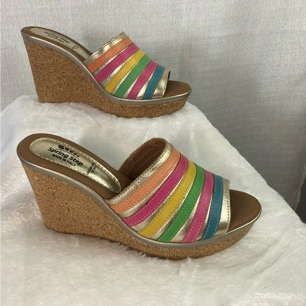 Spring Step Made in Italy 7.5
Leather Cork Wedge Sandal - Picture 1 of 9